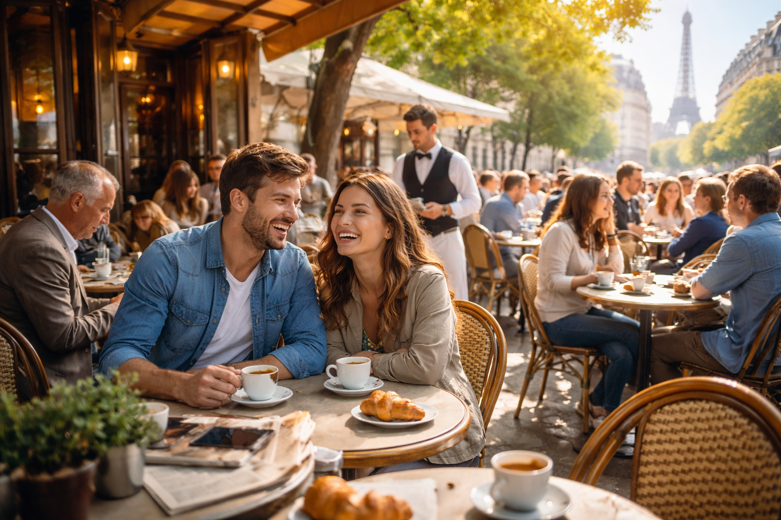 culture du café en France terrasse de café parisienne personnes buvant un espresso